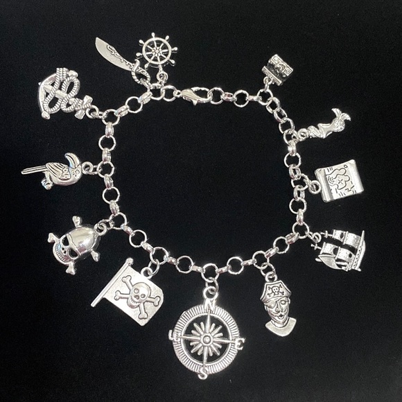 Pirate Charm Bracelet Skulls Treasures Ship Mermaid Charms - Picture 3 of 8